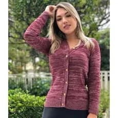 Blusa Cardigan Casaquinho Feminina de Frio Suéter Casaco Com Botões em Tricot