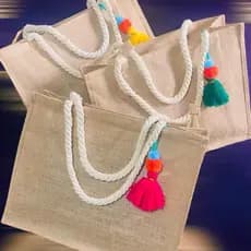 Bolsa de Praia Grande Impermeável Revestida Palha Com Chaveiro