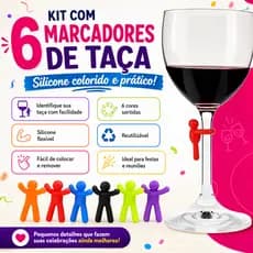 Marcadores De Taça De Vinho E Drinks Kit Com 6 Peças Premium