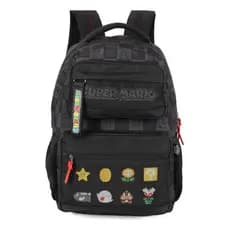 Mochila Escolar De Costas Super Mario Meninos Juvenil Preta Preto