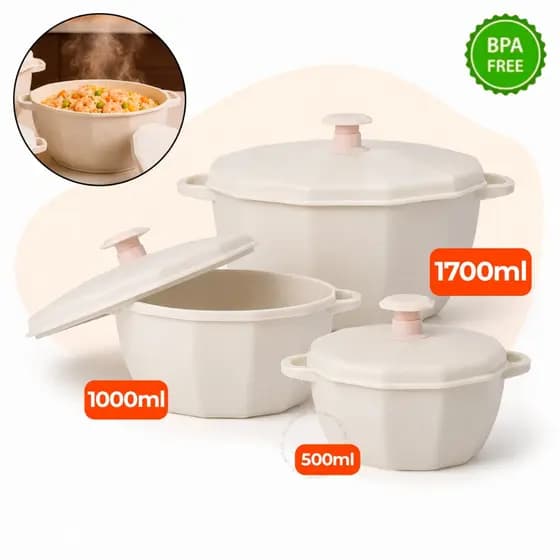 Panela de Microondas Vasilhas Plástico Tapoer Caçarola 1,7Litro Potes Bege Servir Geladeira Diamante