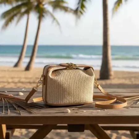 Bolsa de Palha Artesanal Transversal Alça Removível e Ajustável com Zíper