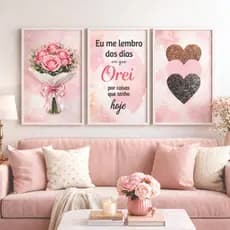 Conjunto Quadros Decorativos Religiosos Oração Orei Por Coisas Que tenho Hoje