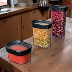 kit com 3 peças anti impacto - Potes herméticos na cor preta