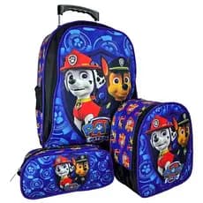 Kit Mochila Rodnh Costas Patrulha Azul Lancheira e Estojo Mochila Infantil