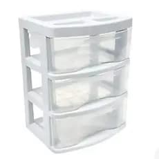 GAVETEIRO DE MESA BRANCO/PRETO COM 3 GAVETAS TRANSPARENTE - 775
