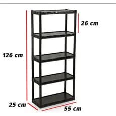 Estante modular preta organizadora com 5 prateleiras ( com pezinhos) cód:872