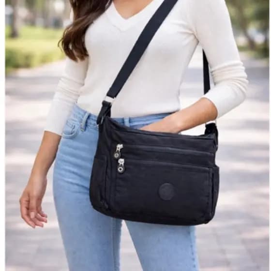 Bolsa Feminina Tiracolo Transversal Impermeável Grande Casual Dia a Dia