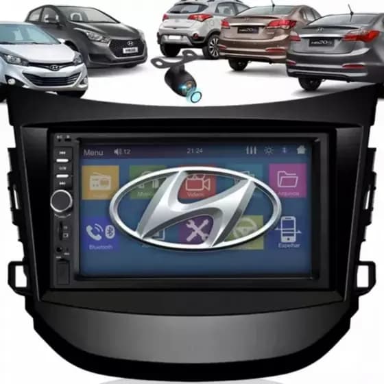 Central Multimidia Hb20 Cam Moldura Bt Usb Espelhamento