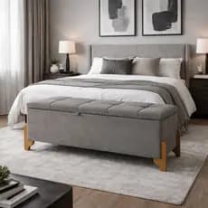 Banco Puff Baú 120cm Recamier Estofado Suede Organizador Quarto Sala Elegante