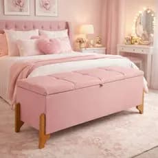 Recamier Baú Estofado 120cm Puff com Porta Objetos Banco Decorativo Moderno