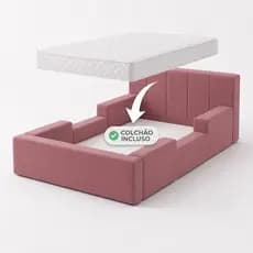 Cama Infantil 168 Montessori Com Colchao  incluso Laterais Facil montagem Fixação em Velcro feito 100% em espuma veludo