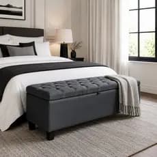 Recamier Baú e Banco Luxo Capitonê em Suede – Sapateira 1,20m ou 80cm