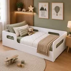 Cama Montessoriana Infantil 150x70cm Com ou Sem Colchão Madeira Baixa Segura
