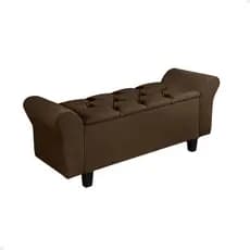 puff Baú Decorativo Paris Casal 120cm Tecido Suede Para Quarto