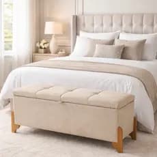 Recamier Baú 120cm Estofado Decorativo Puff Banco com Baú Organizador Elegante