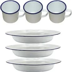 Prato e Caneca Esmaltado Branco Kit Esmalte kit com3 kit com 2 kit 1 Retro café chá Casa de vó Roça