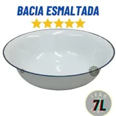 Bacia Esmaltada Branca Milla  7L litros Bacia Retro