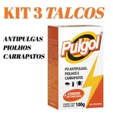 Kit 3 Talco Antipulgas Piolhos e Carrapatos Pulgol Vetbras 100G anticarrapatos Promoção