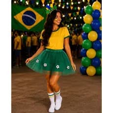Saia De Tule Brasil Infantil Fantasia Tutu P/