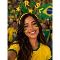 Tiara Aramada Brasil Verde e Amarelo Decoração Para Cabelo
