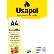 Papel Telado A4 180g Com 50 Folhas Cor Branco - Usapel