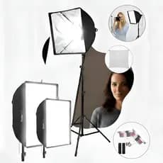 Kit 2 Softboxes + 2 Lâmpadas Led 85w E27 Bivolt Profissional