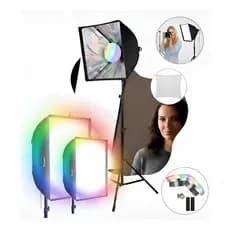 Kit Profissional 2 Softboxes + 2 Lâmpadas Led Rgb 85w E27
