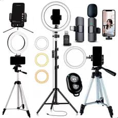 Kit Iluminador Profissional LED 3 High Light Microfone Lapela Bluetooth Controle Selfie
