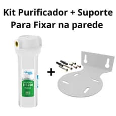 Kit Purificador de Água FIT 230 9.3/4'' Rosca Metal 1/2" + Suporte Em Metal Para Fixar Na Parede.
