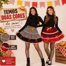 SAIA XADREZ FESTA JUNINA JUVENIL VERMELHA E PRETA