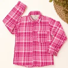 CAMISA XADREZ ROSA MENINA COM LENÇO QUENTINHA ALGODÃO FLANELADA