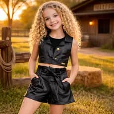 CONJUNTO INFANTIL MENINA COLETE SHORT ANA CASTELA BOIADEIRA PASSEIOS FESTAS