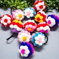 Kit 12 Rabicó Laço Xuxinha Prendedor de Cabelo Pompom Colorido