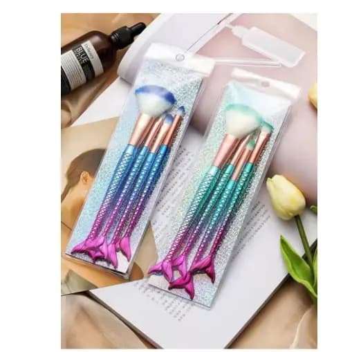 ATACADO uma duzia de KIT 4 Pincéis Sereia de Maquiagem Para Sobra Blush Contorno Pó Sombra