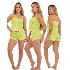 Kit Conjuntos Plus Short Dool Pijama Baby MICRO ESTAMPADO Feminino Roupa De Dormir Noite