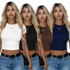 Blusa Baby Tee Feminina Blusa Slim Fit Manga Curta T-shirt Básica Lisa Alta Qualidade Para dia a dia