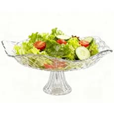 Saladeira e Fruteira de Vidro com Pé – Centro de Mesa para Cozinha e Decoração