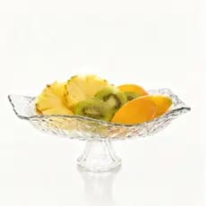 Centro de Mesa em Vidro com Pé – Fruteira Decorativa Elegante para Sala de Jantar e Cozinha