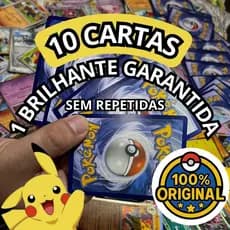10 Cartas Pokémon Originais TCG Sem Cards Repetidas Com 1 Brilhante Foil Copag Colecionáveis