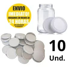 10 Un. Tampas Metálicas Para Potes Conserva 74mm Padrão Branco P/ Potes de Vidro