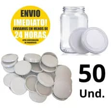 50 Un. Tampas Metálicas Para Potes Conserva 74mm Padrão Branco P/ Potes de Vidro