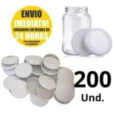 200 Un. Tampas Metálicas Para Potes Conserva 74mm Padrão Branco P/ Potes de Vidro