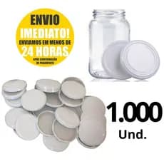 1.000 Un. Tampas Metálicas Para Potes Conserva 74mm Padrão Branco P/ Potes de Vidro Milheiro