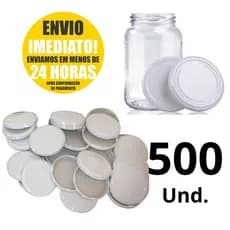500 Un. Tampas Metálicas Para Potes Conserva 74mm Padrão Branco P/ Potes de Vidro