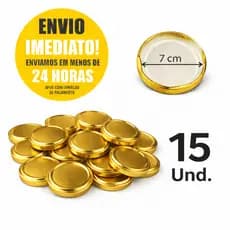15 Tampas Douradas para Potes de Vidro de Conserva 74mm Twist Off Genéricas