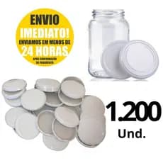 1.200 Un. Tampas Metálicas Para Potes Conserva 74mm Padrão Branco P/ Potes de Vidro Caixa