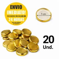 20 Tampas Douradas para Potes de Vidro de Conserva 74mm Twist Off Genéricas