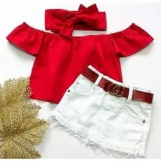 Blusa Infantil Vermelha  Ciganinha Modinha Blogueirinha