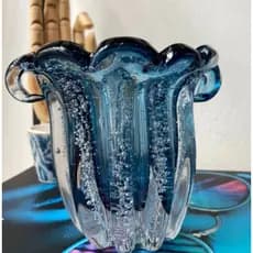 Vaso Murano Italy Azul Lyor Vaso Decorativo em Vidro Centro de Mesa Decoração Sala Luxo